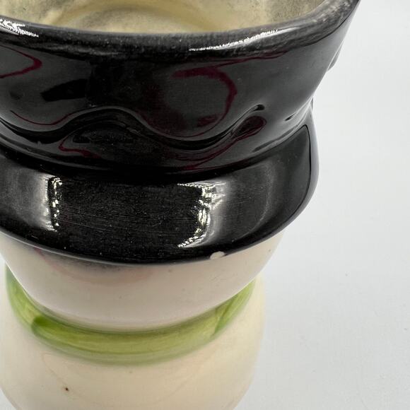 Vintage Hand Painted Ceramic Snowman Container Vase Jar Kitsch Cute Winter - Picture 6 of 10